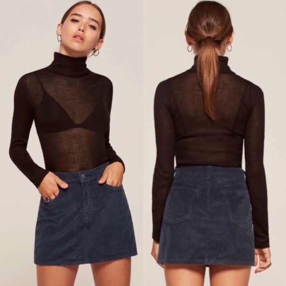 Reformation Dresses & Skirts - Reformation Abbey Corduroy Mini Skirt Indigo Navy Blue Retro Boho Chunky Corded